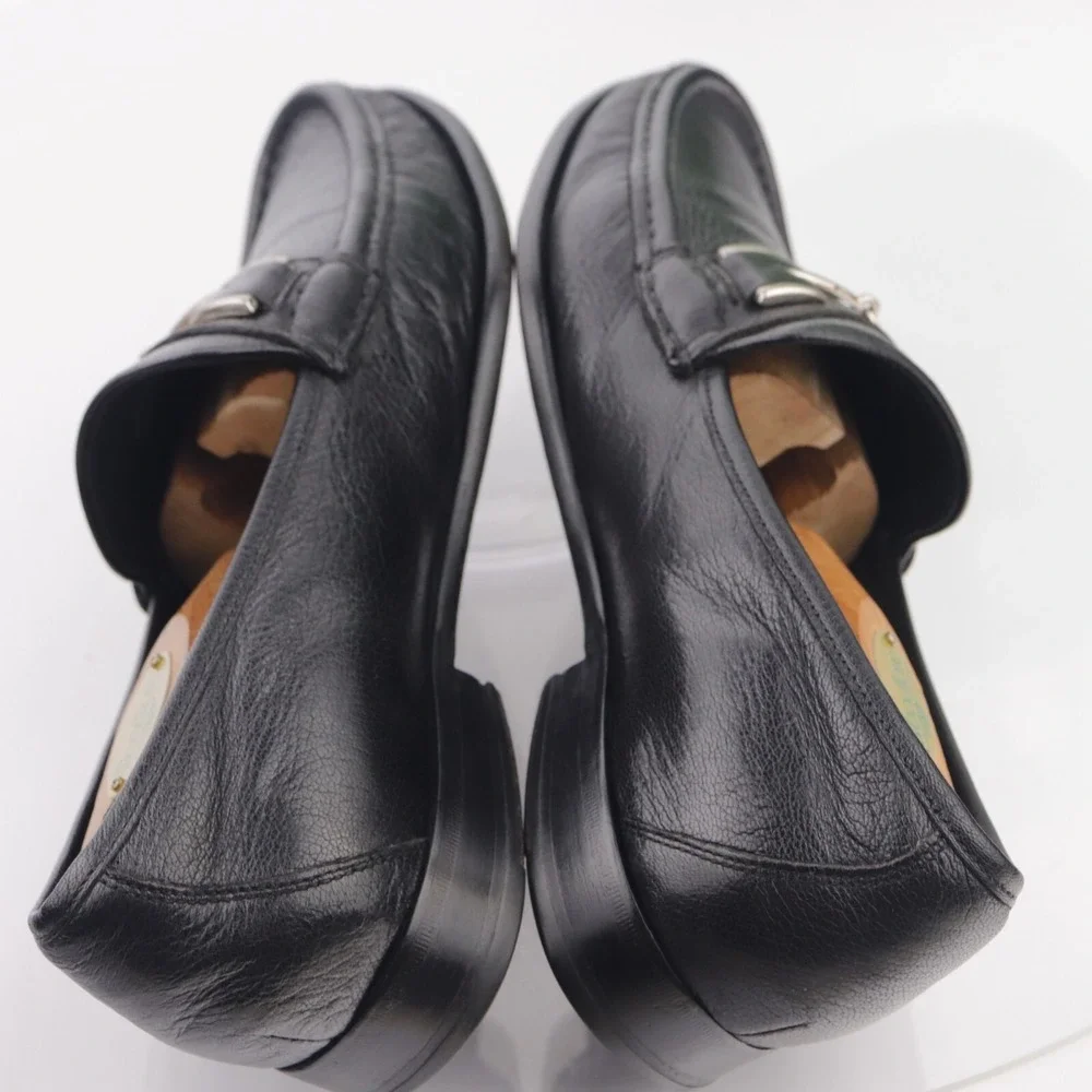 Cole Haan Mens Wyatt Bit Strap Loafers Size 9.5 M Black Leather Moc Dress Shoes